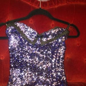 Bebe,Size Medium,Blue sequined,never worn,halter top